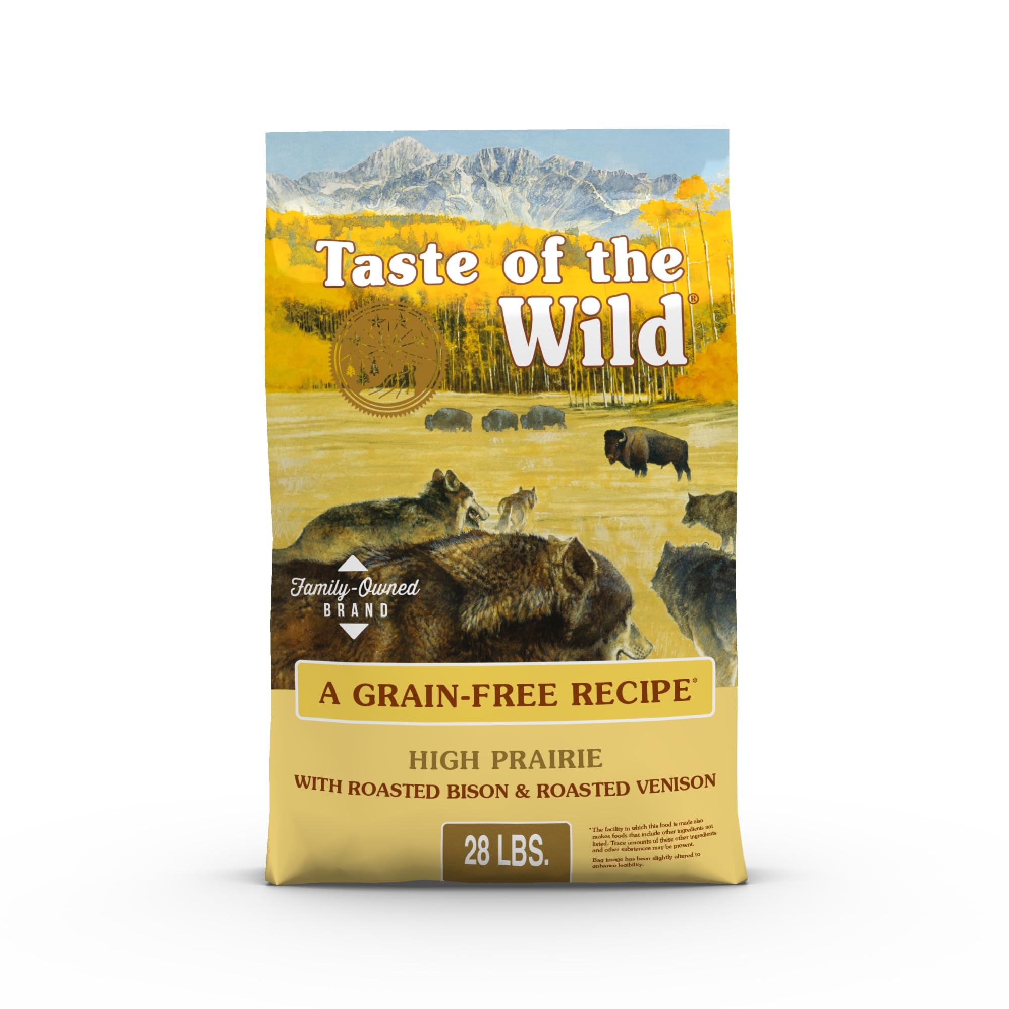 Taste of the Wild front packaging showing roasted bison and bag benefits