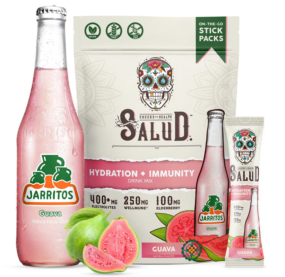 Taste Salud front packaging showing guava sticks and brand benefit