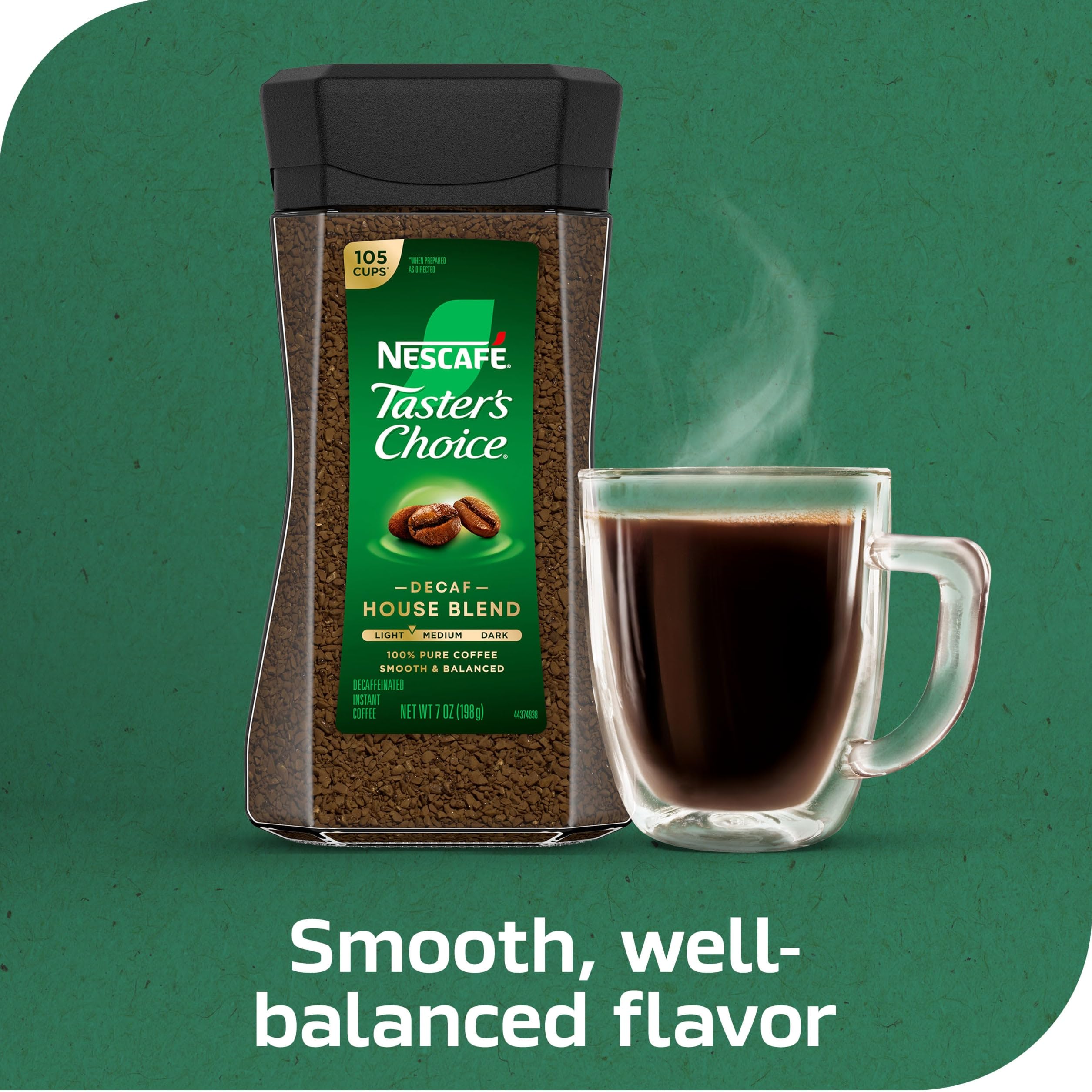 Taster's Choice decaf pouring hot water into cup demonstrating instant preparation