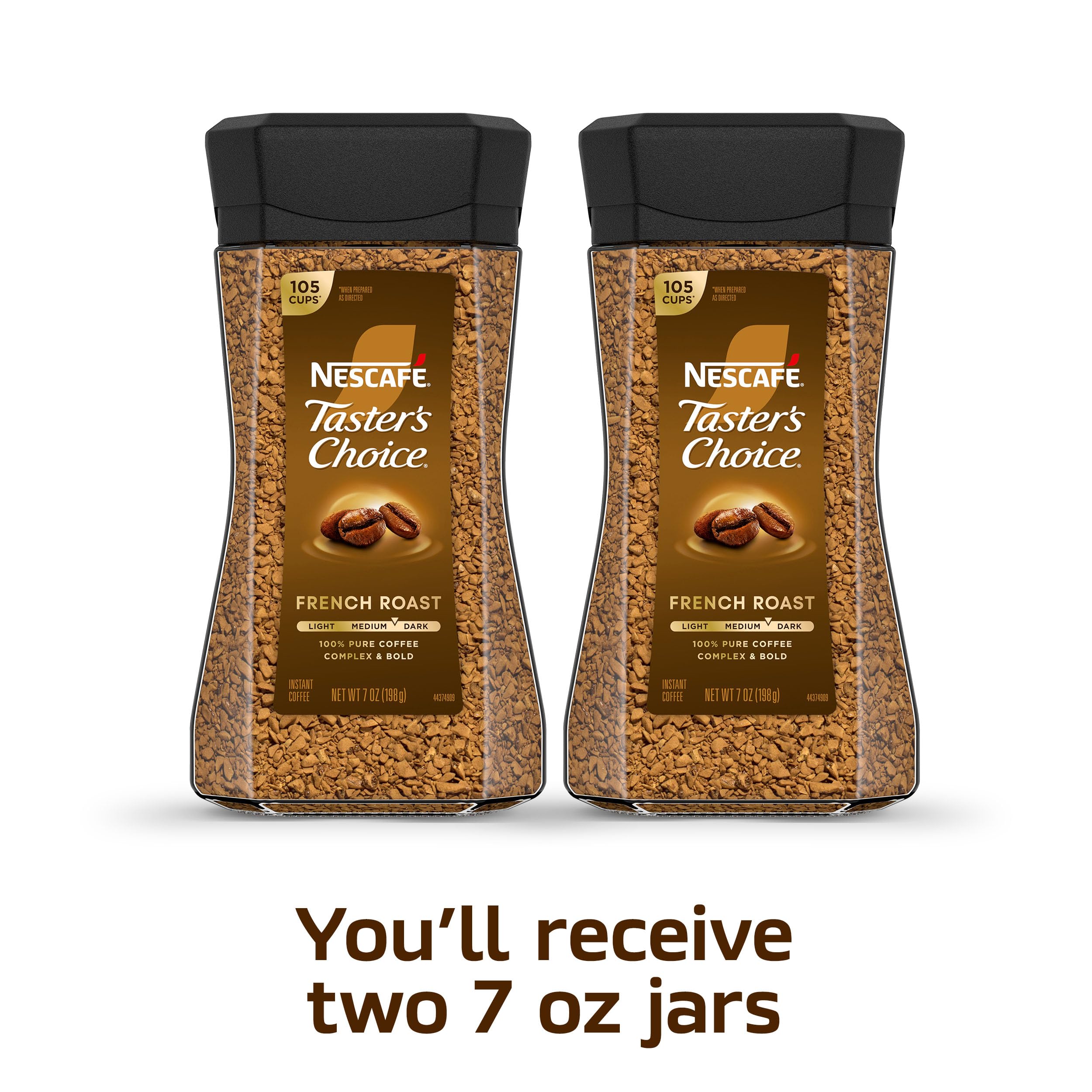 NESCAFÉ Taster's Choice open jar with granules highlighting convenience