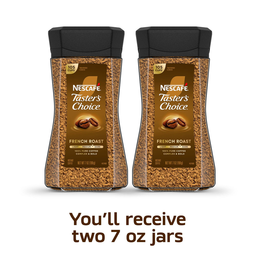 NESCAFÉ Taster's Choice open jar with granules highlighting convenience