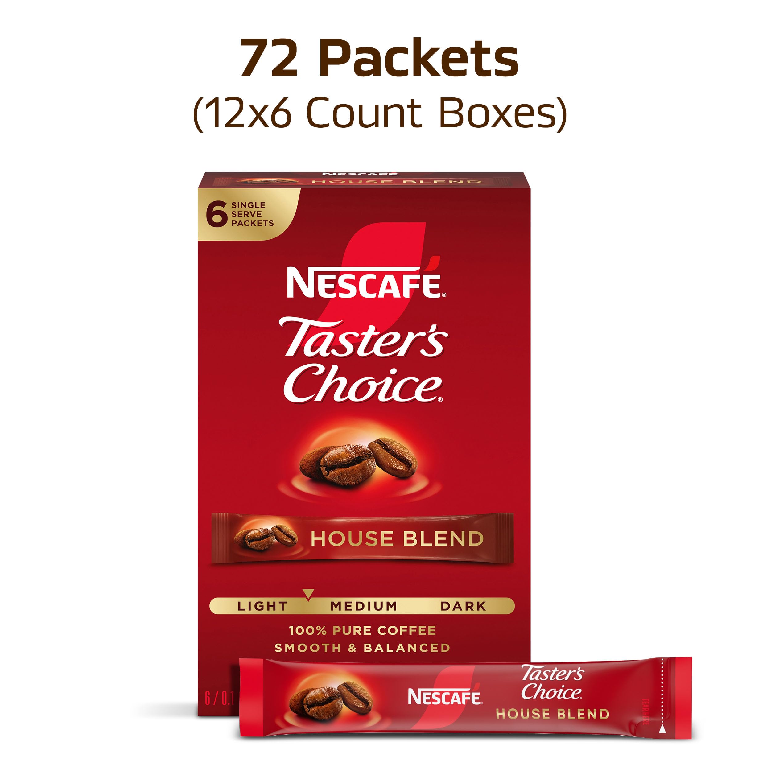NESCAFÉ Taster's Choice single packet closeup highlighting easy portioning