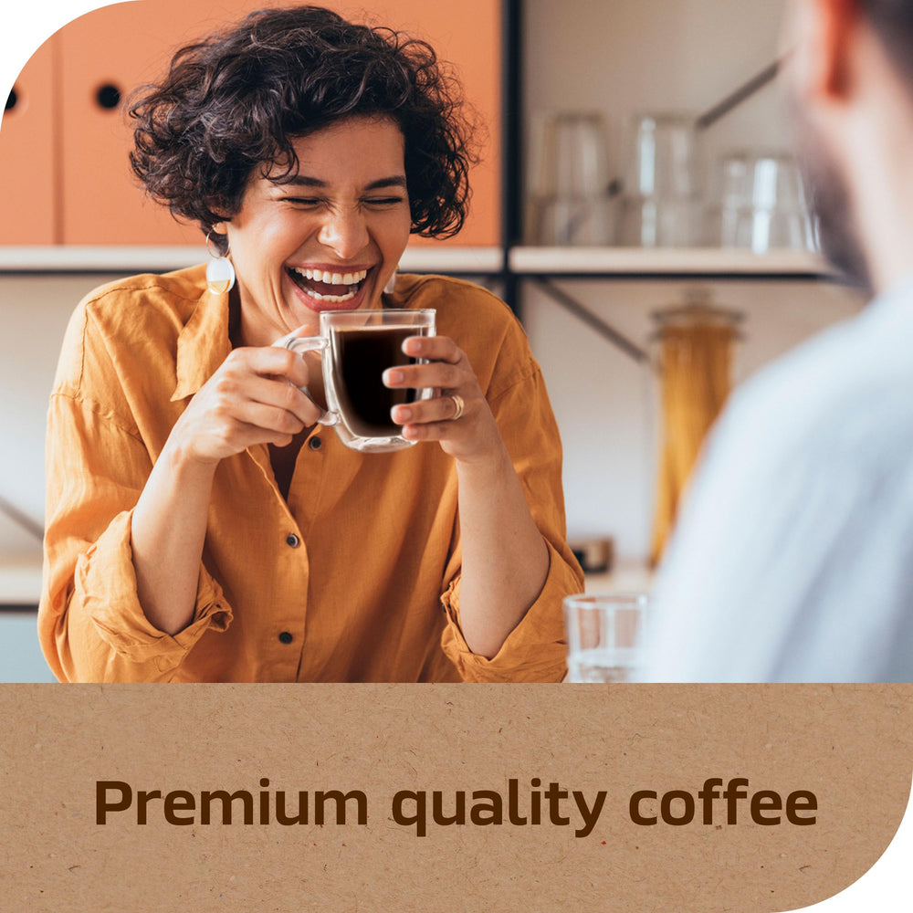 NESCAFÉ Taster's Choice next to mug showing packet serving size