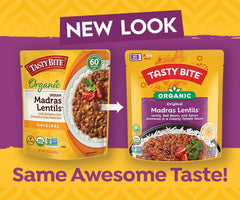 TASTY BITE pouch in microwave demonstrating fast heating and time-saving benefit