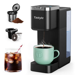 Tastyle front view showing controls and compact design for easy countertop brewing