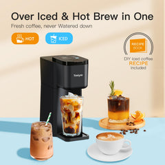 Tastyle mini open view with K-Cup and grounds basket for versatile brewing