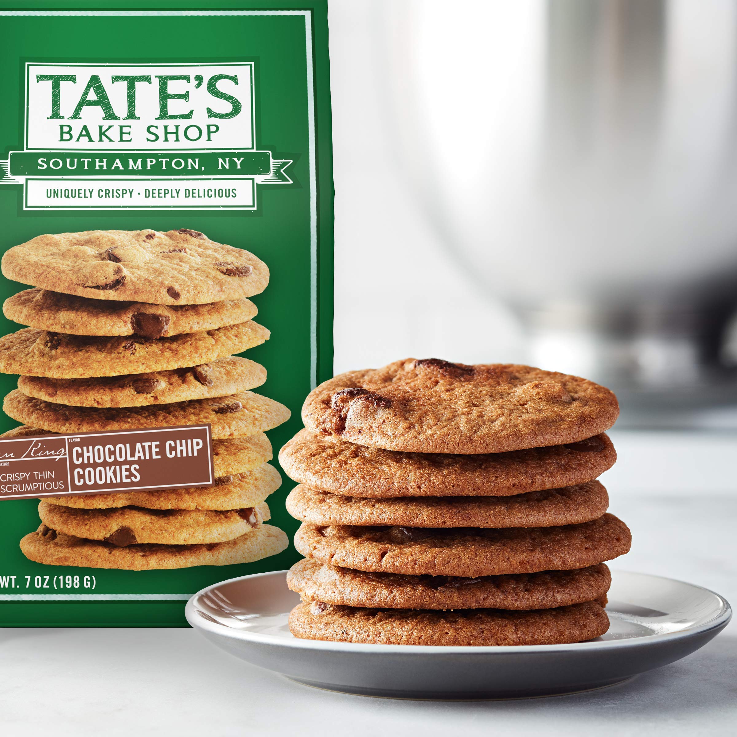 Tate's Bake Shop cookie close-up highlighting thin crispy texture and buttery look