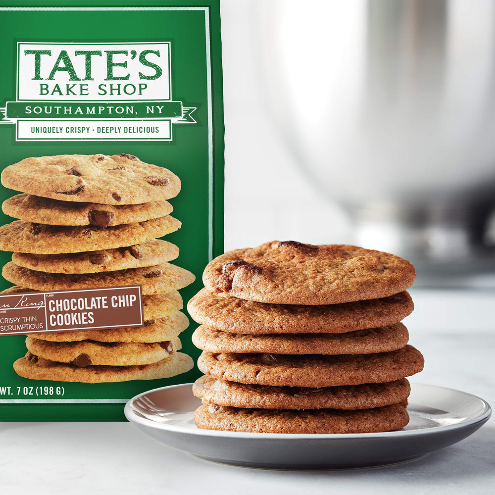 Tate's Bake Shop cookie close-up highlighting thin crispy texture and buttery look