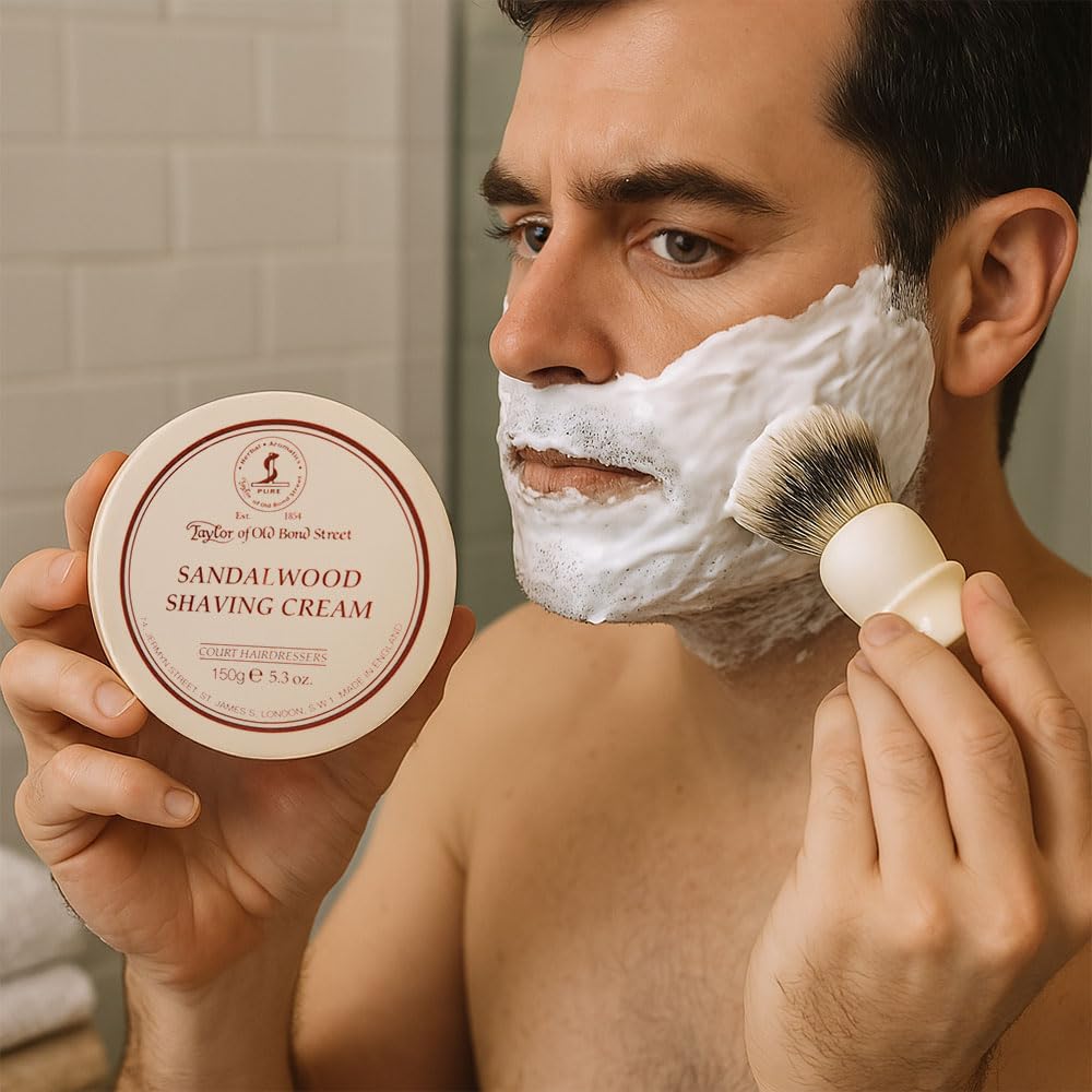 Taylor of Old Bond Street shaving brush whipping lather for a smooth shave