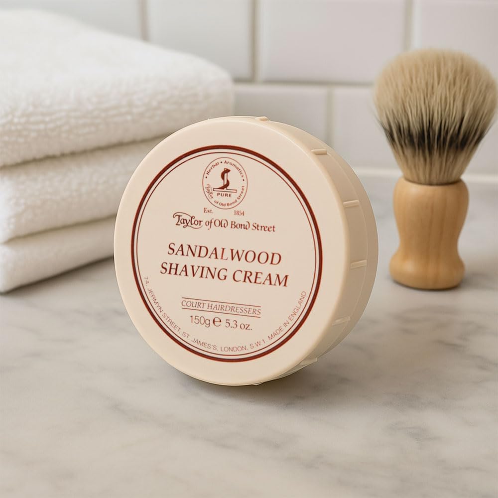 Taylor of Old Bond Street close-up of cream texture showing rich lather potential