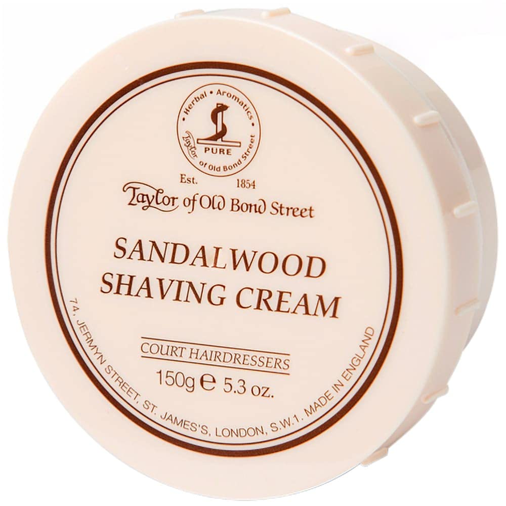 Taylor of Old Bond Street front bowl displaying product label and scent benefit
