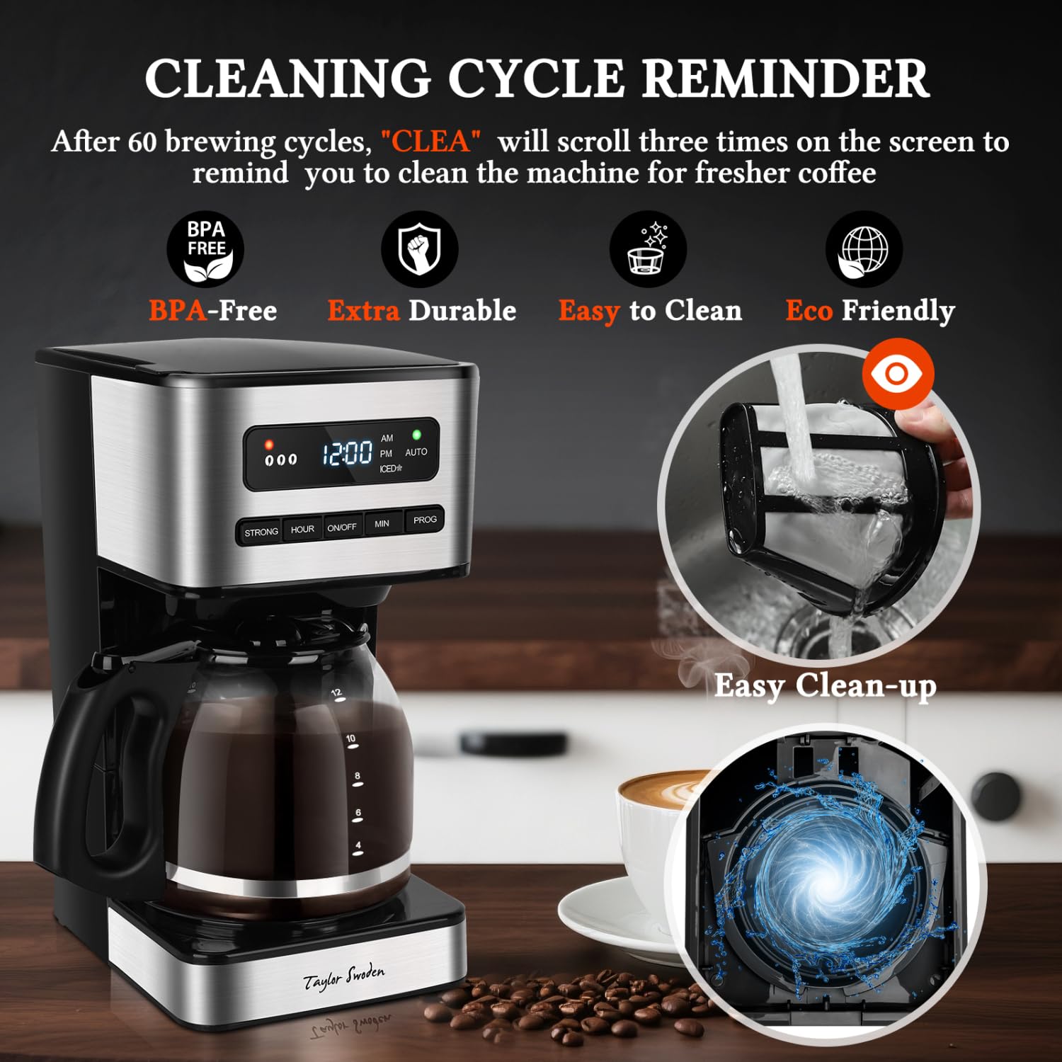 Taylor Swoden anti-drip system in action lets you pour mid-brew without spills
