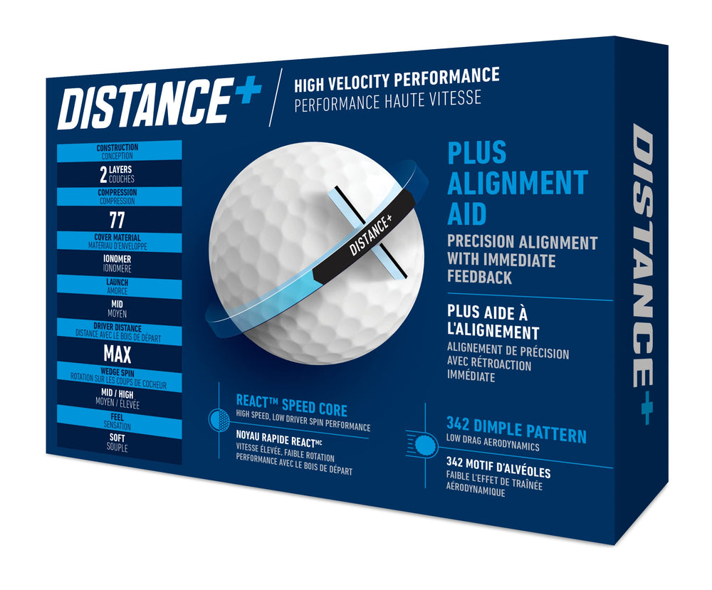 TaylorMade Distance+ detailed dimple pattern to reduce drag and extend flight