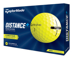 TaylorMade front packaging showing yellow Distance+ balls and clear branding for quick recognition