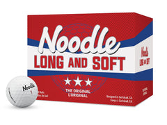 TaylorMade Noodle Long & Soft front packaging showing 15 white balls for easy selection and value