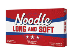 TaylorMade Noodle Long & Soft beside a tee for scale showing pack size and practical value