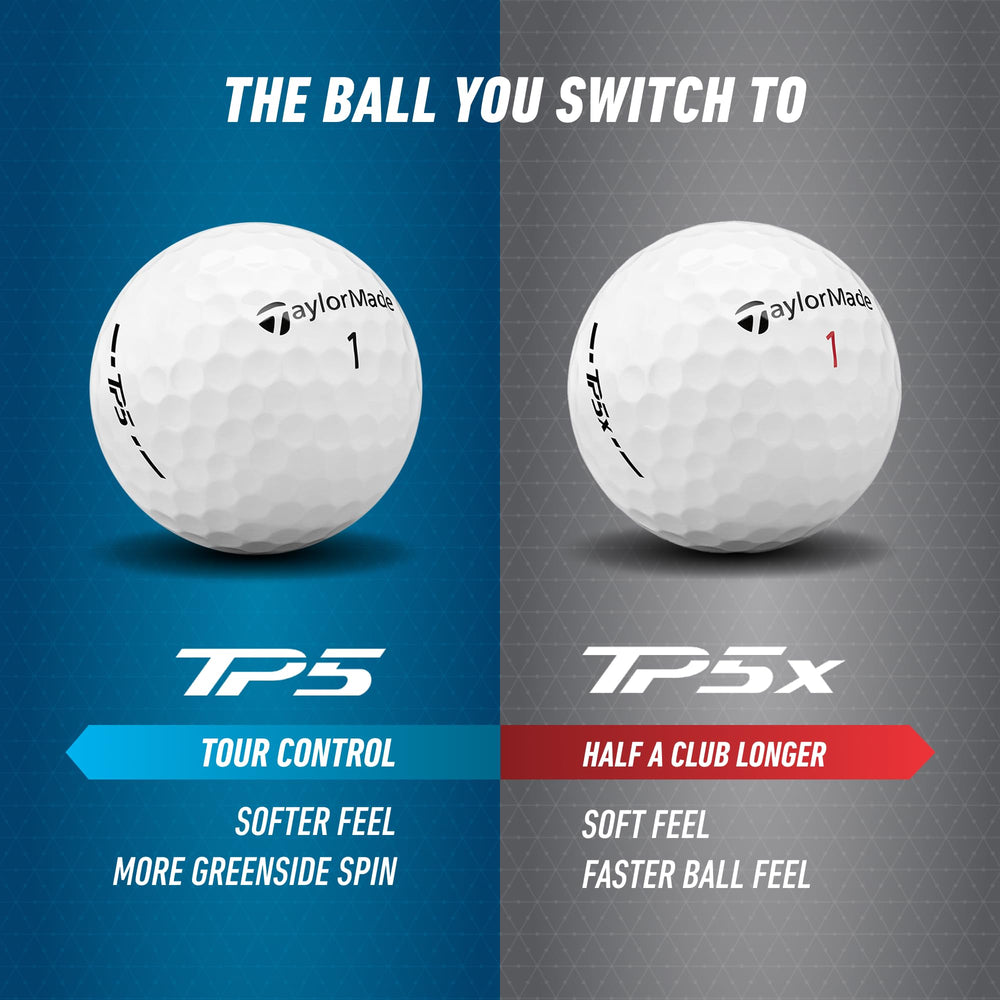 TaylorMade TP5 ball on tee during drive showing distance potential