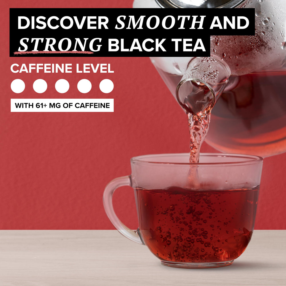 TAZO Awake brewed cup pouring steam to show robust flavor and satisfying aroma