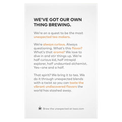 TAZO Passion brewed hot cup showcasing vibrant color and aromatic benefit