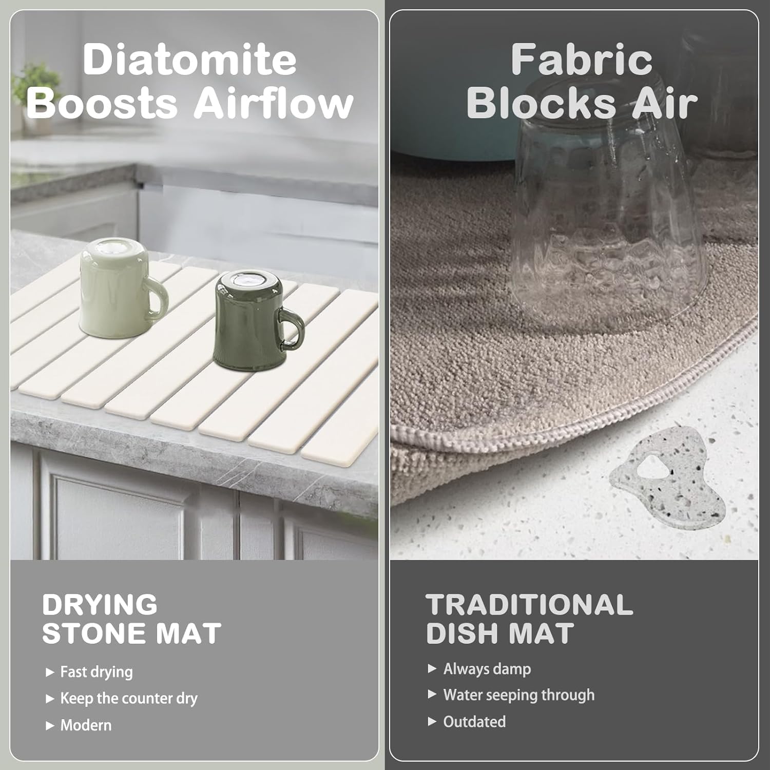 tdcokhe mat in use with dishes keeps countertop dry and tidy