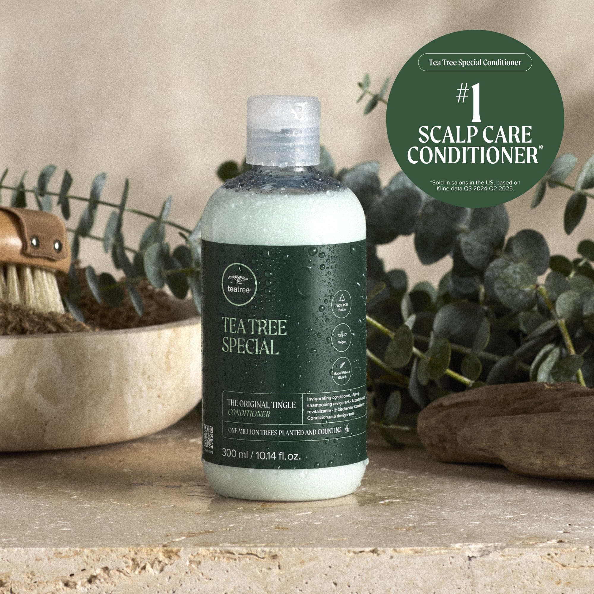 Tea Tree stylist shelf display emphasizing salon-quality benefit