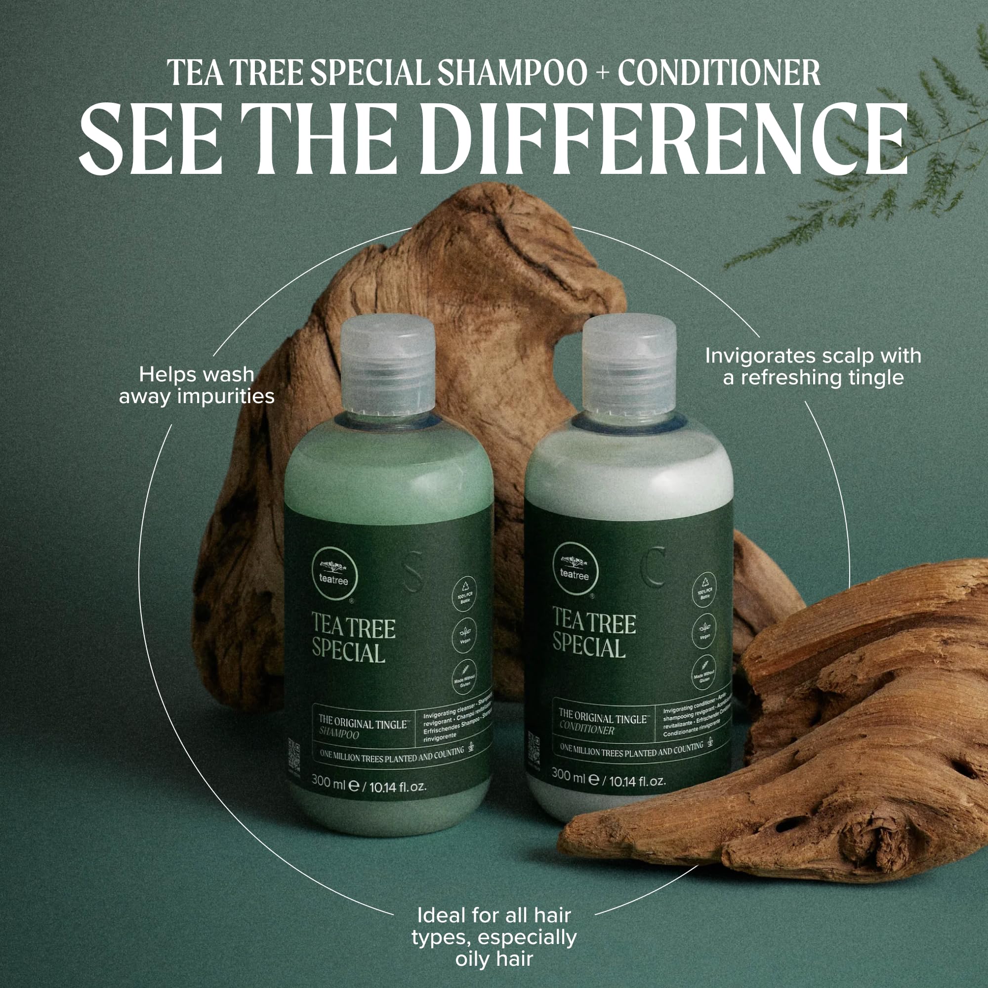 Tea Tree conditioner cream texture close-up for smoothness benefit