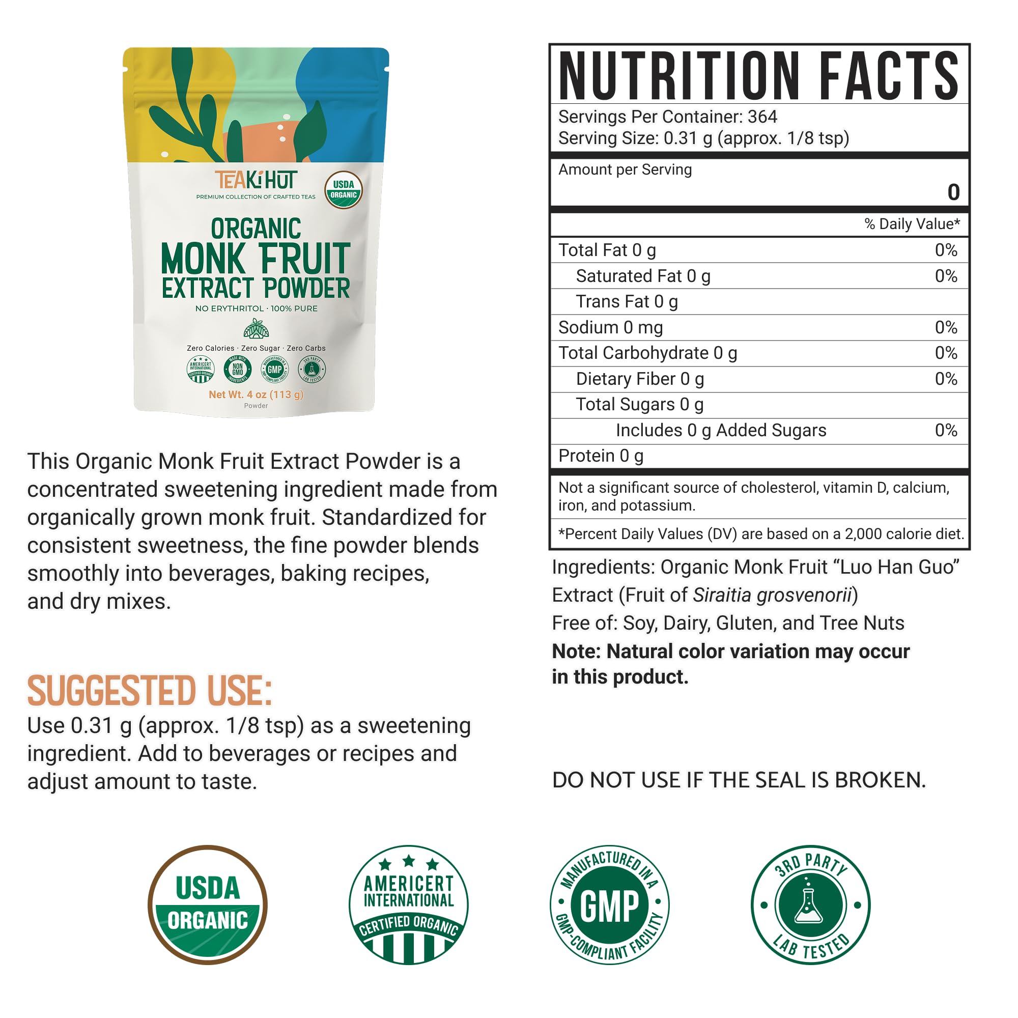 TEAki Hut close-up of fine monk fruit powder texture for easy dissolving