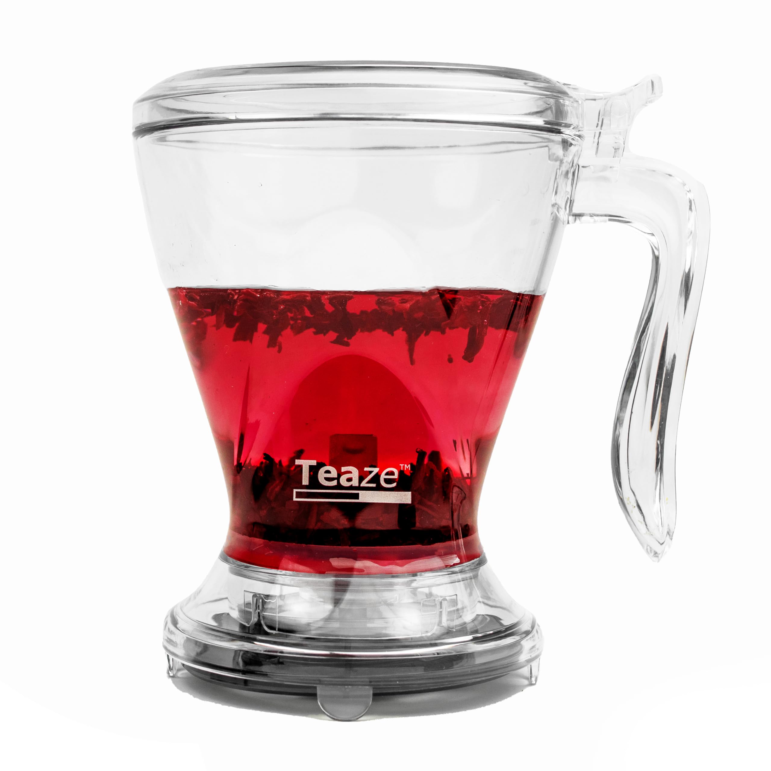 TEAZE Infuser front view showing clear Tritan body and sleek profile for easy pouring