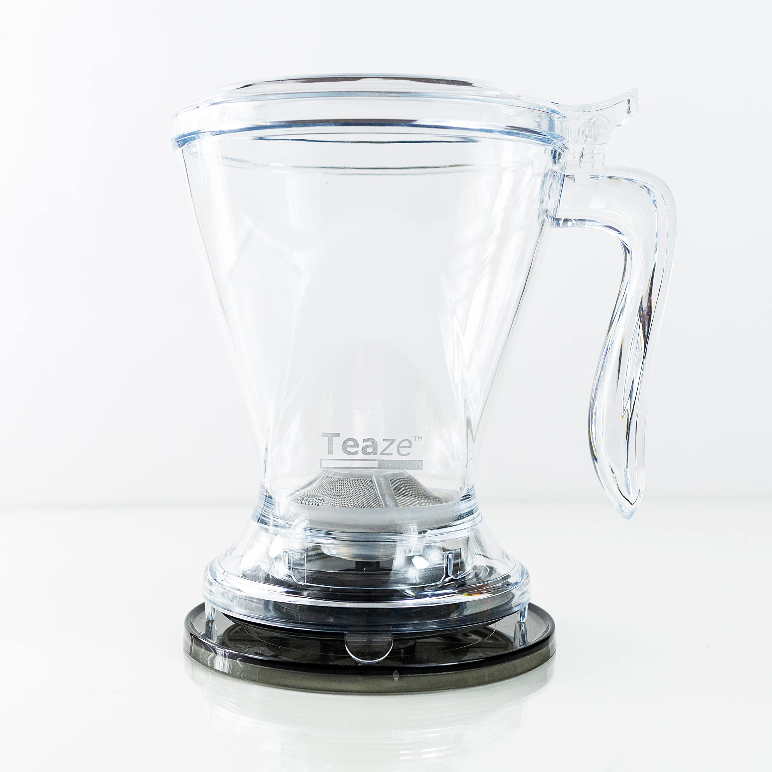 TEAZE Infuser with loose leaf tea unfurling visible for enhanced brewing control