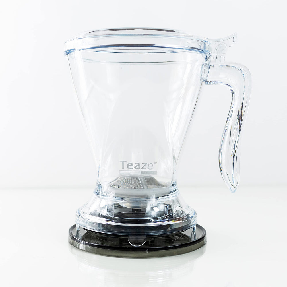 TEAZE Infuser with loose leaf tea unfurling visible for enhanced brewing control
