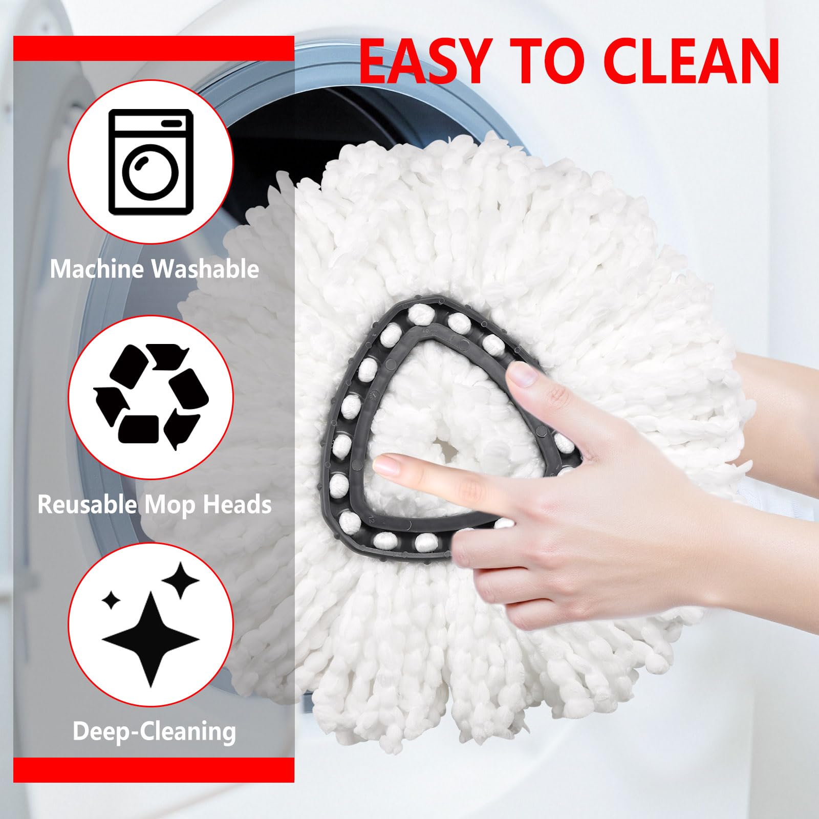 Tecbeauty mop in kitchen setting demonstrating fast, scratch-free cleaning