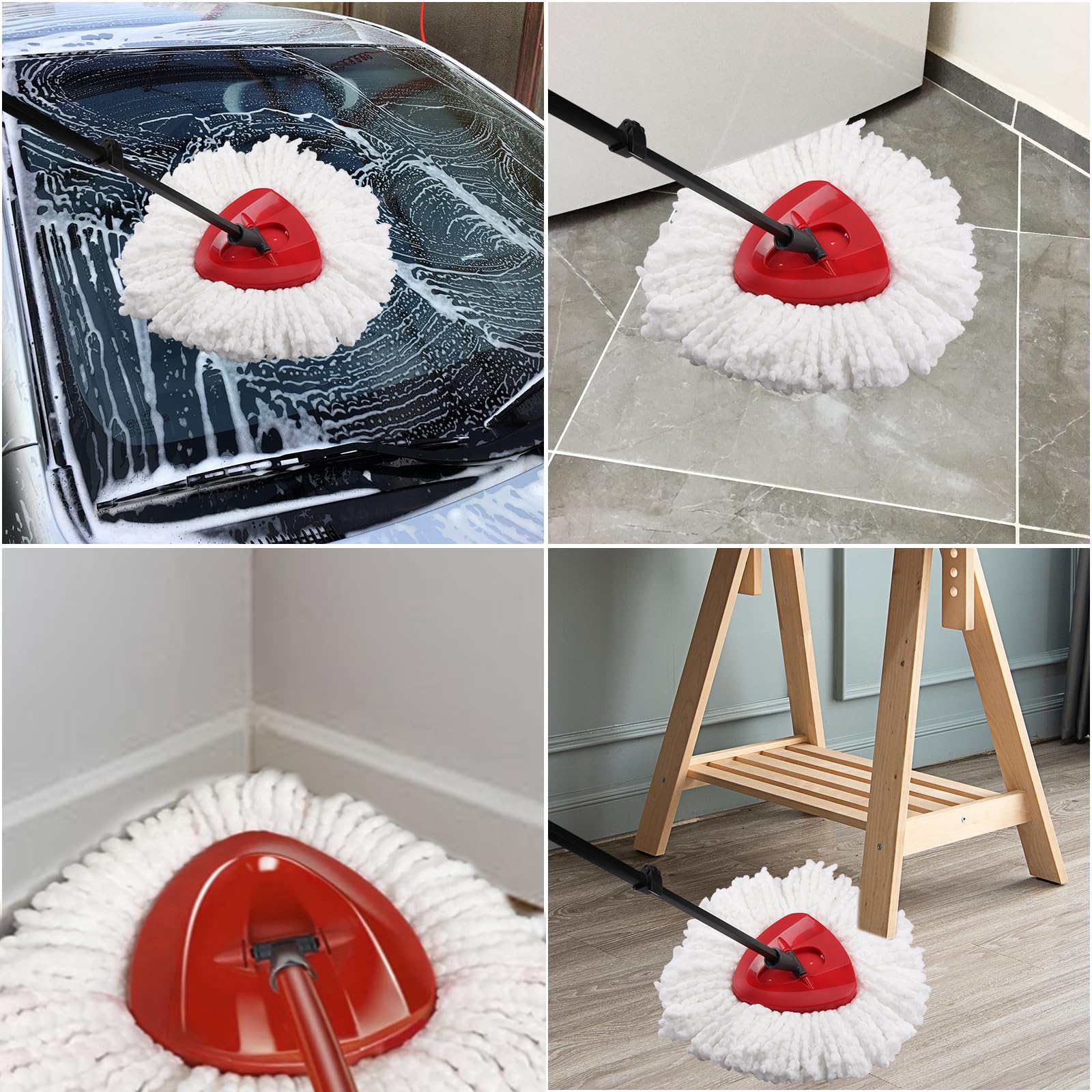 Tecbeauty mop head size compared with hand showing scale and coverage
