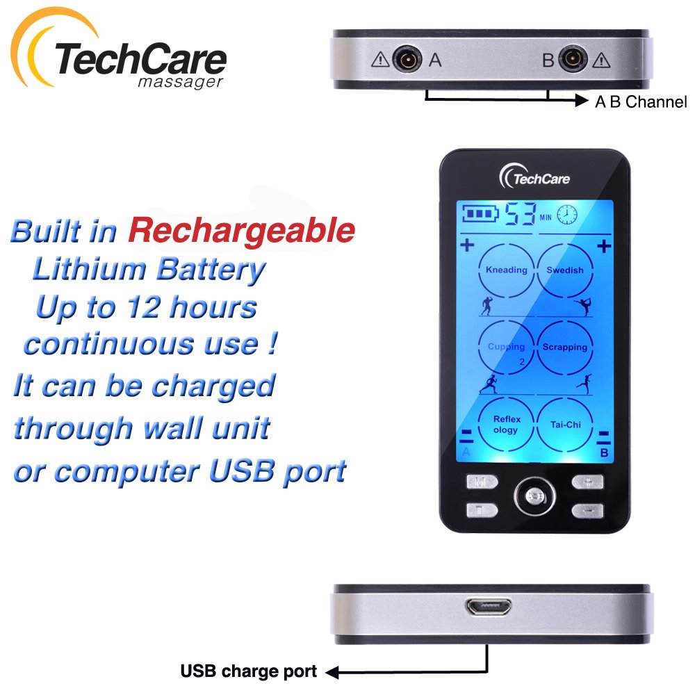 Person using TechCare on neck in lifestyle setting showing discreet comfort benefit