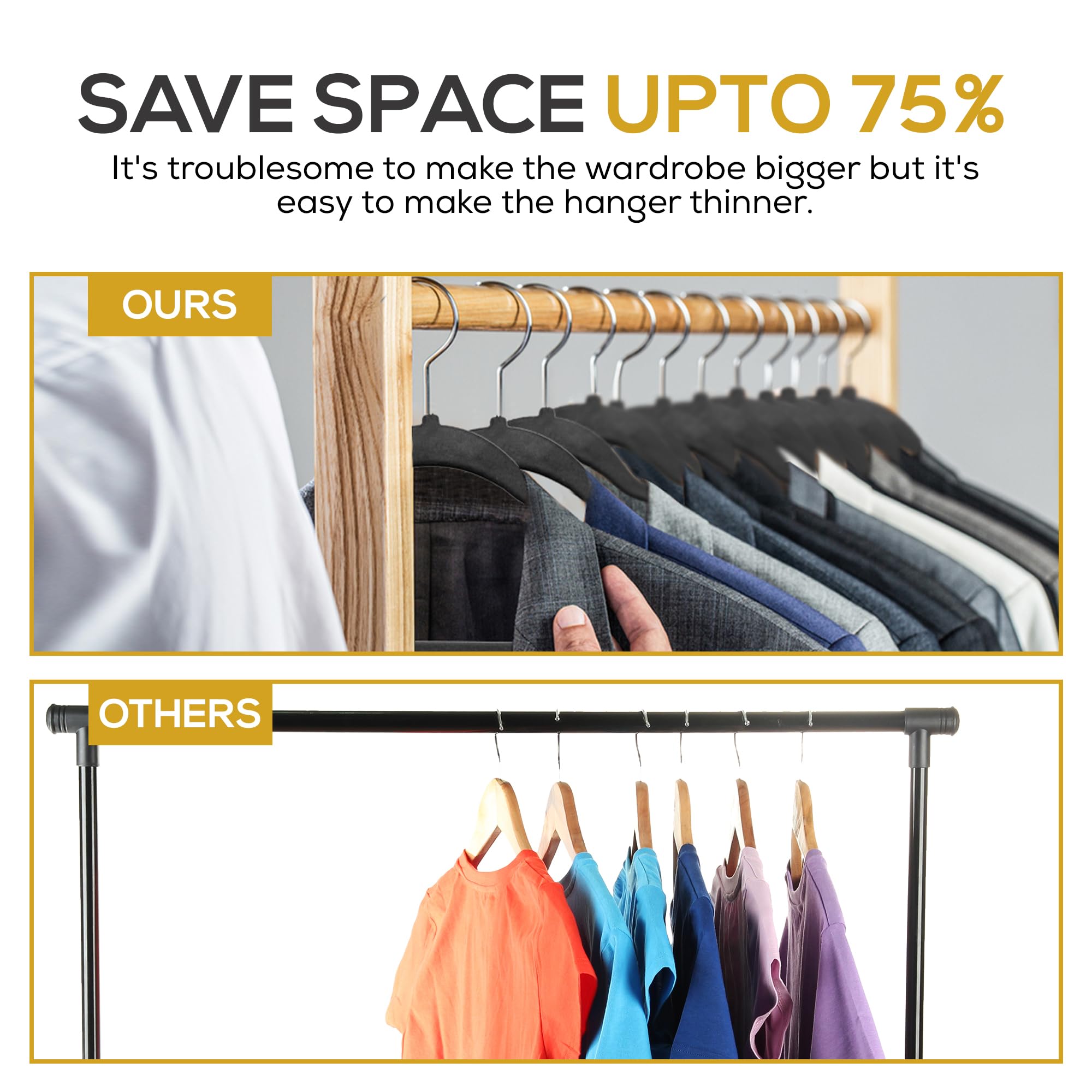 TechZoo before-and-after closet comparison showing increased hanging capacity