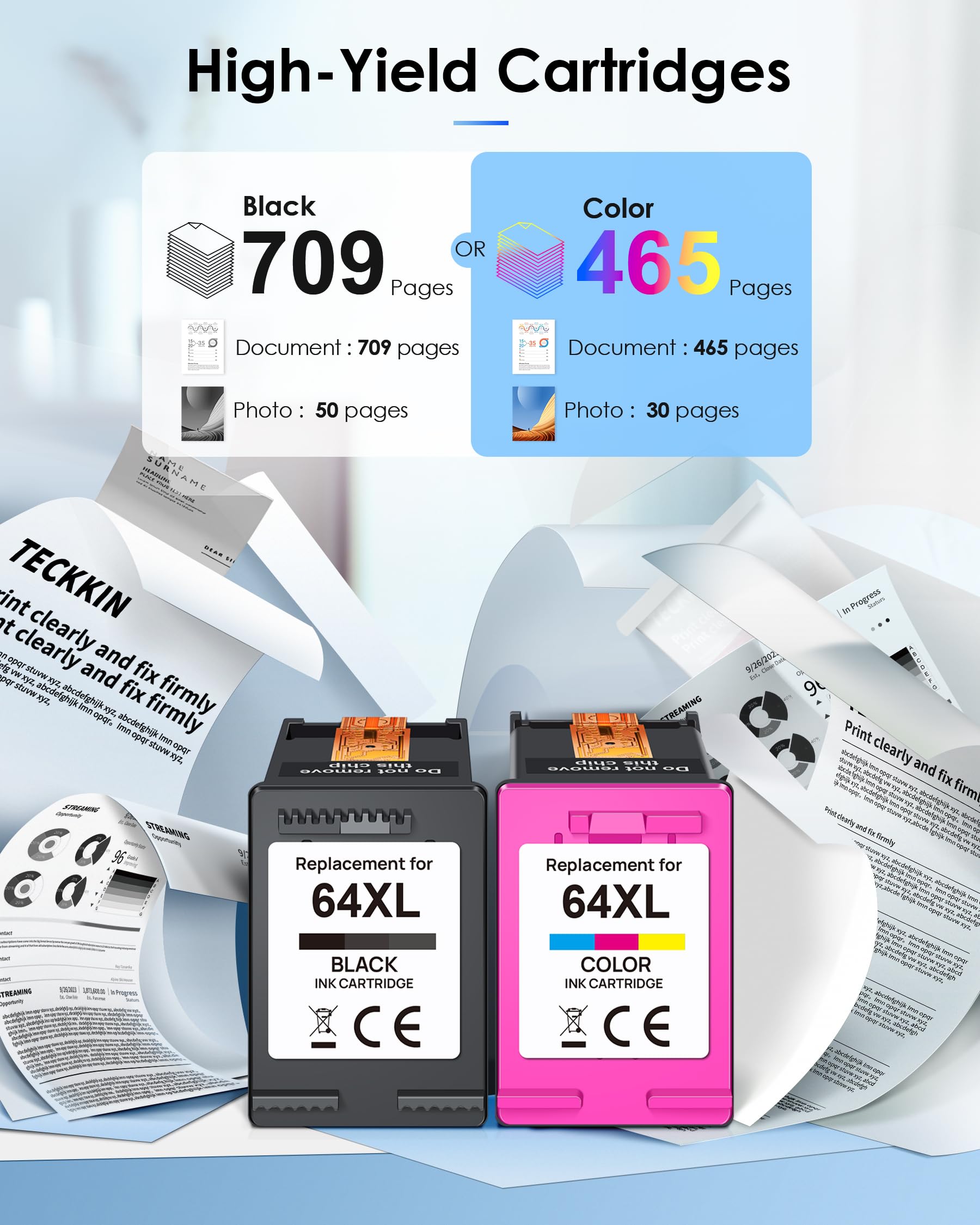 TECKKIN cartridges installed in an HP printer for easy replacement benefit
