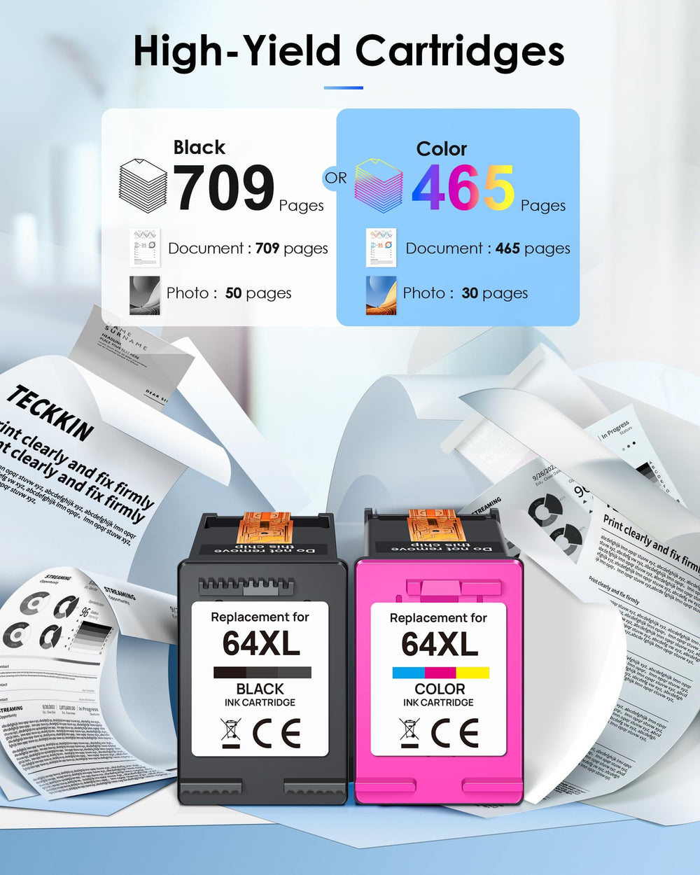 TECKKIN cartridges installed in an HP printer for easy replacement benefit
