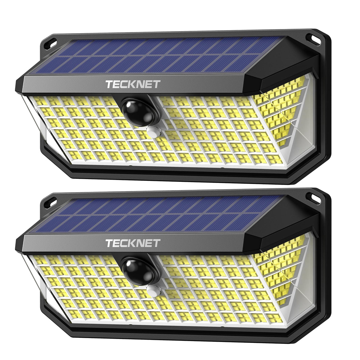 TECKNET front view of both lights showing compact design and bright output
