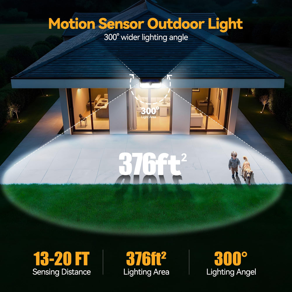 TECKNET illuminating pathway at night showing broad 300° coverage and clarity