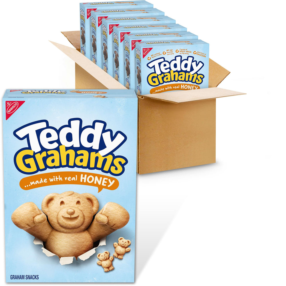 Teddy Grahams front packaging showing bulk six-box value
