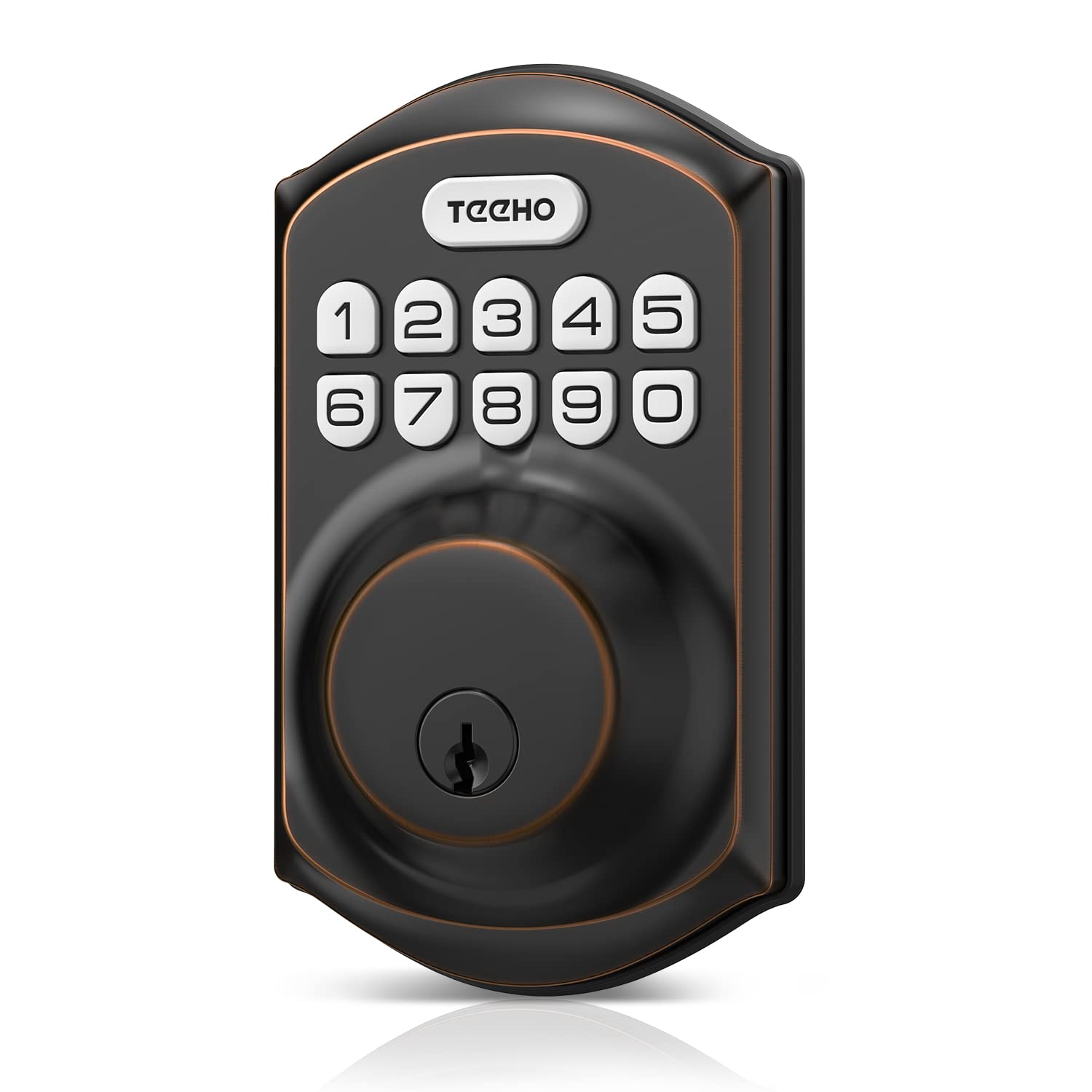 TEEHO TE001 front view bronze showing keypad and handle for secure curb appeal