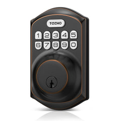 TEEHO TE001 front view bronze showing keypad and handle for secure curb appeal