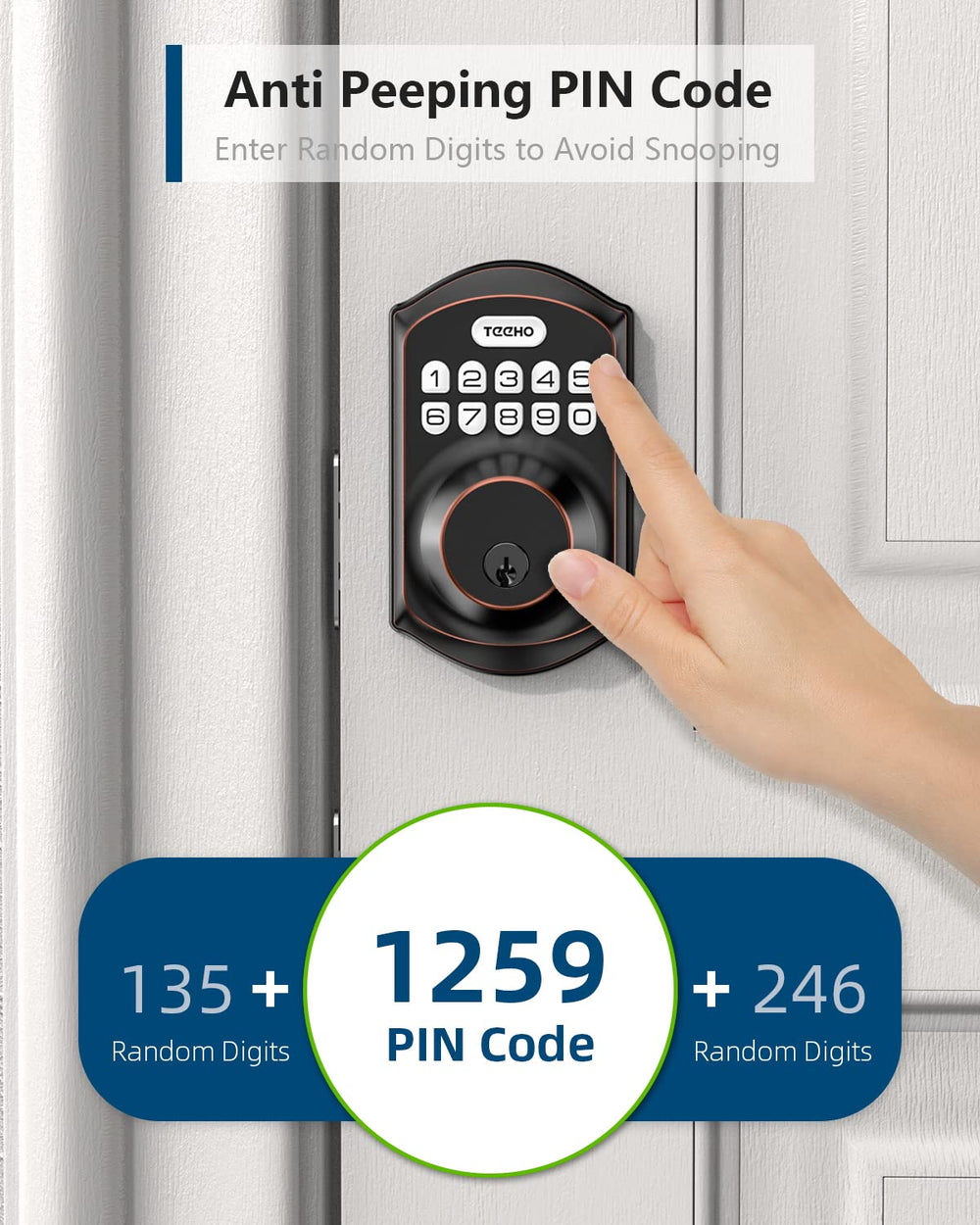 TEEHO TE001 lifestyle entry scene with homeowner using code for fast access