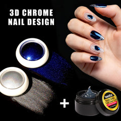 Teenitor chrome powders with 3D gel close-up showing smooth metallic finish