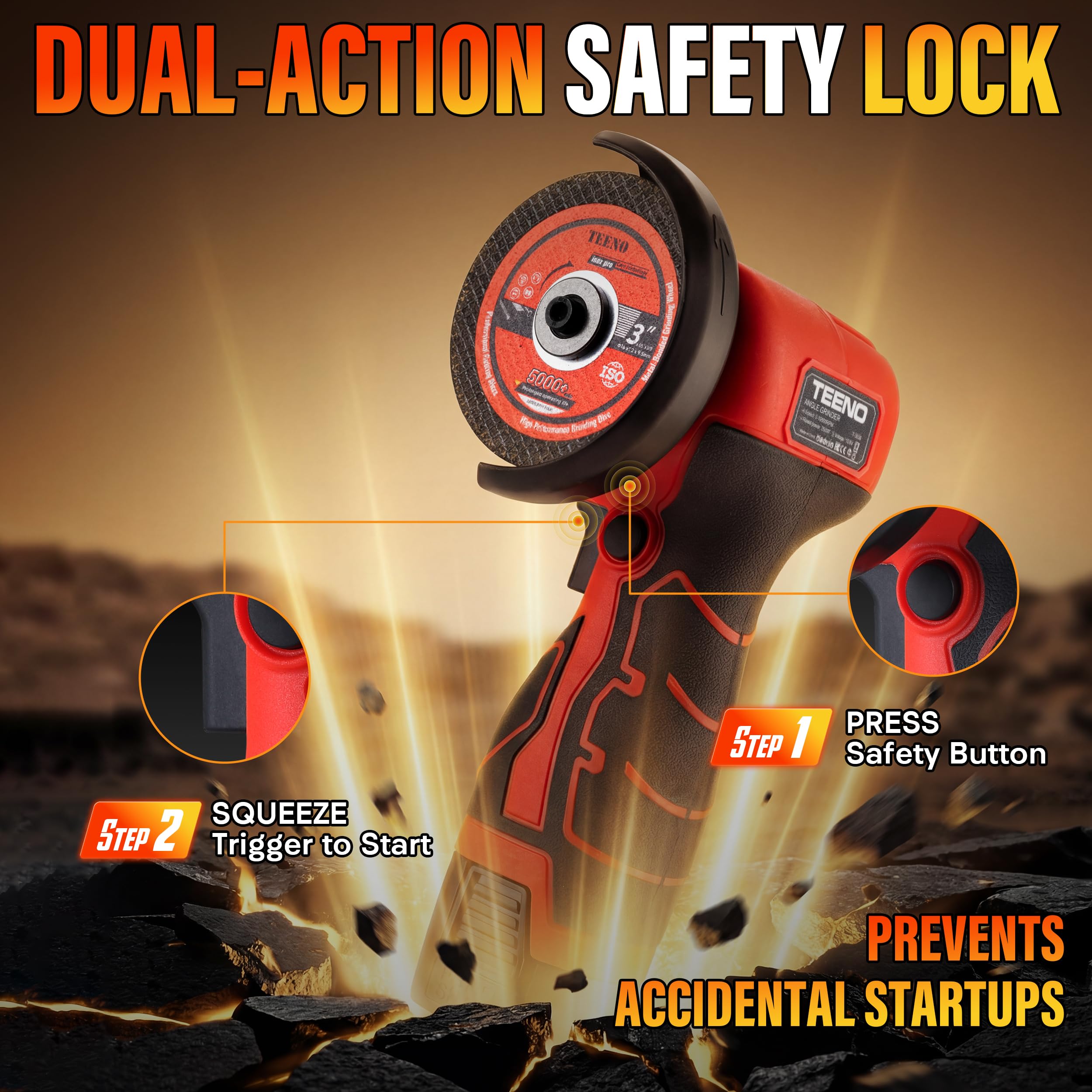 TEENO adjustable guard and spindle lock detail improving safe operation