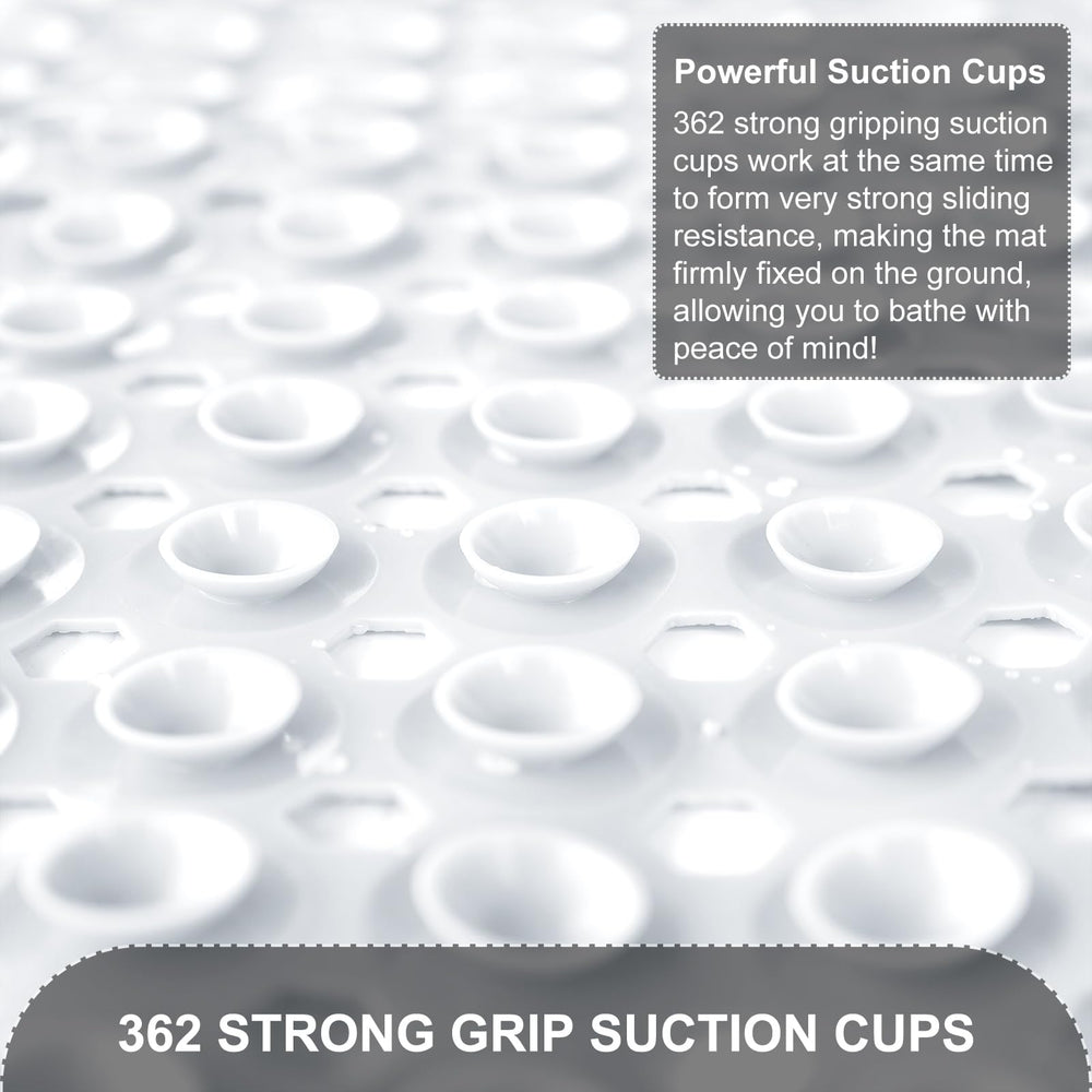 TEESHLY underside suction cups locking mat to smooth tub for stability