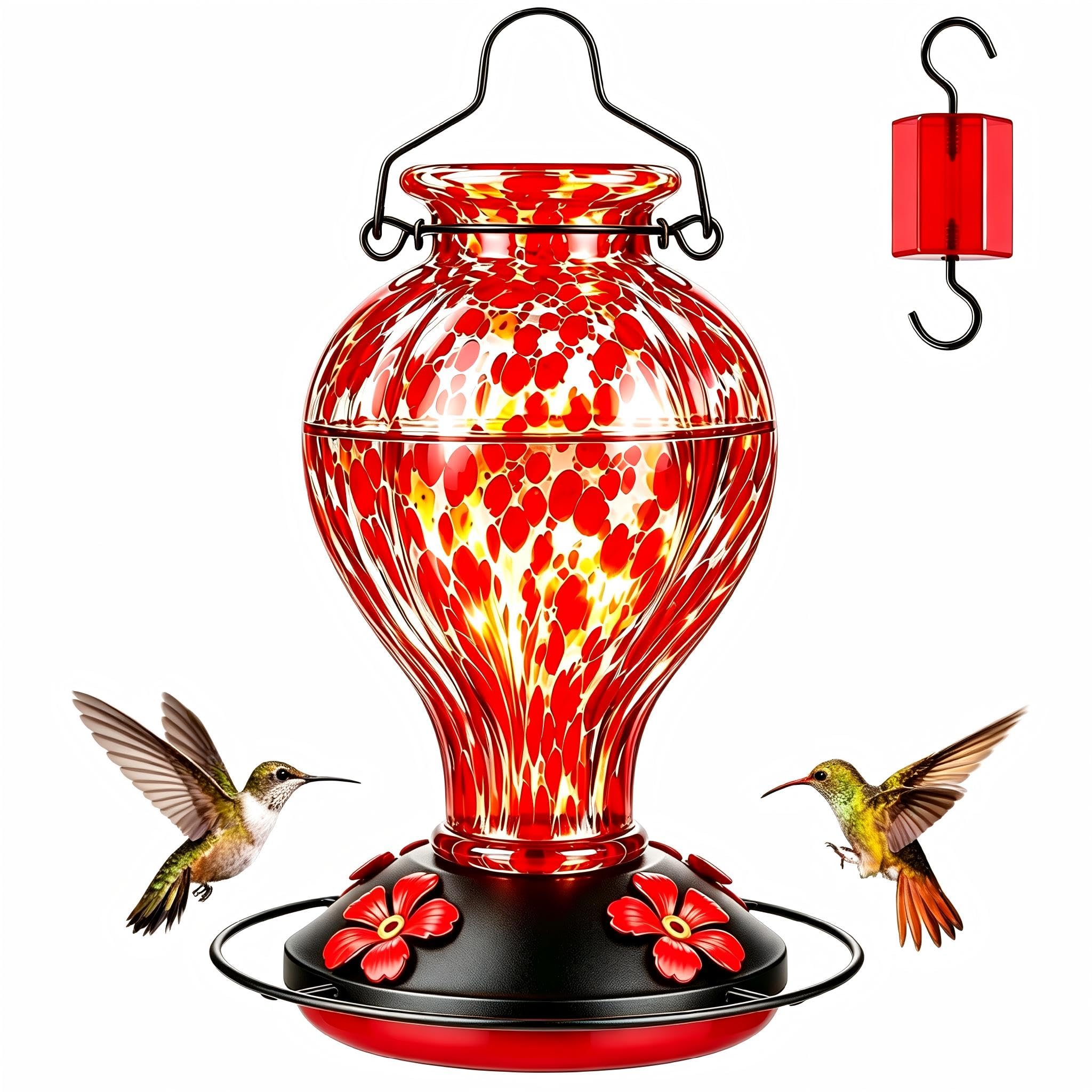 Tegarbed front view red polka dots feeding station adds decorative appeal
