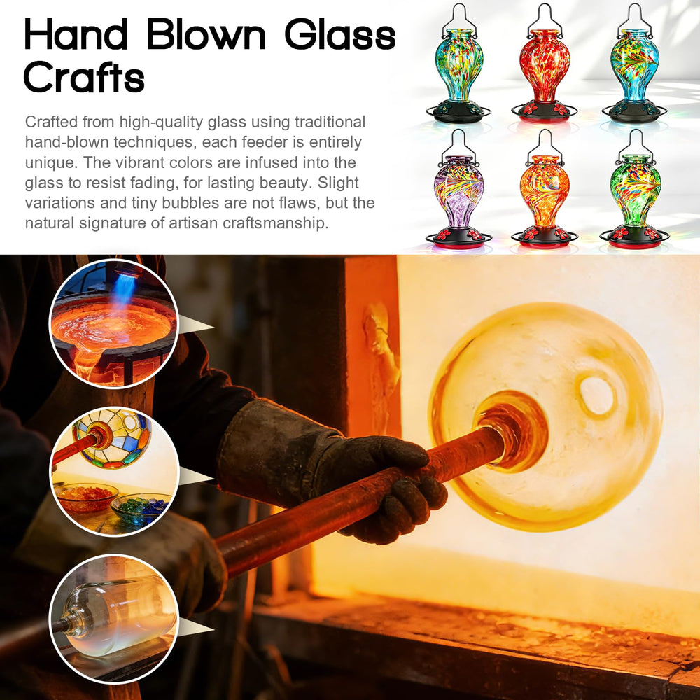 Tegarbed hand-blown glass pattern reflection creates vibrant garden focal point