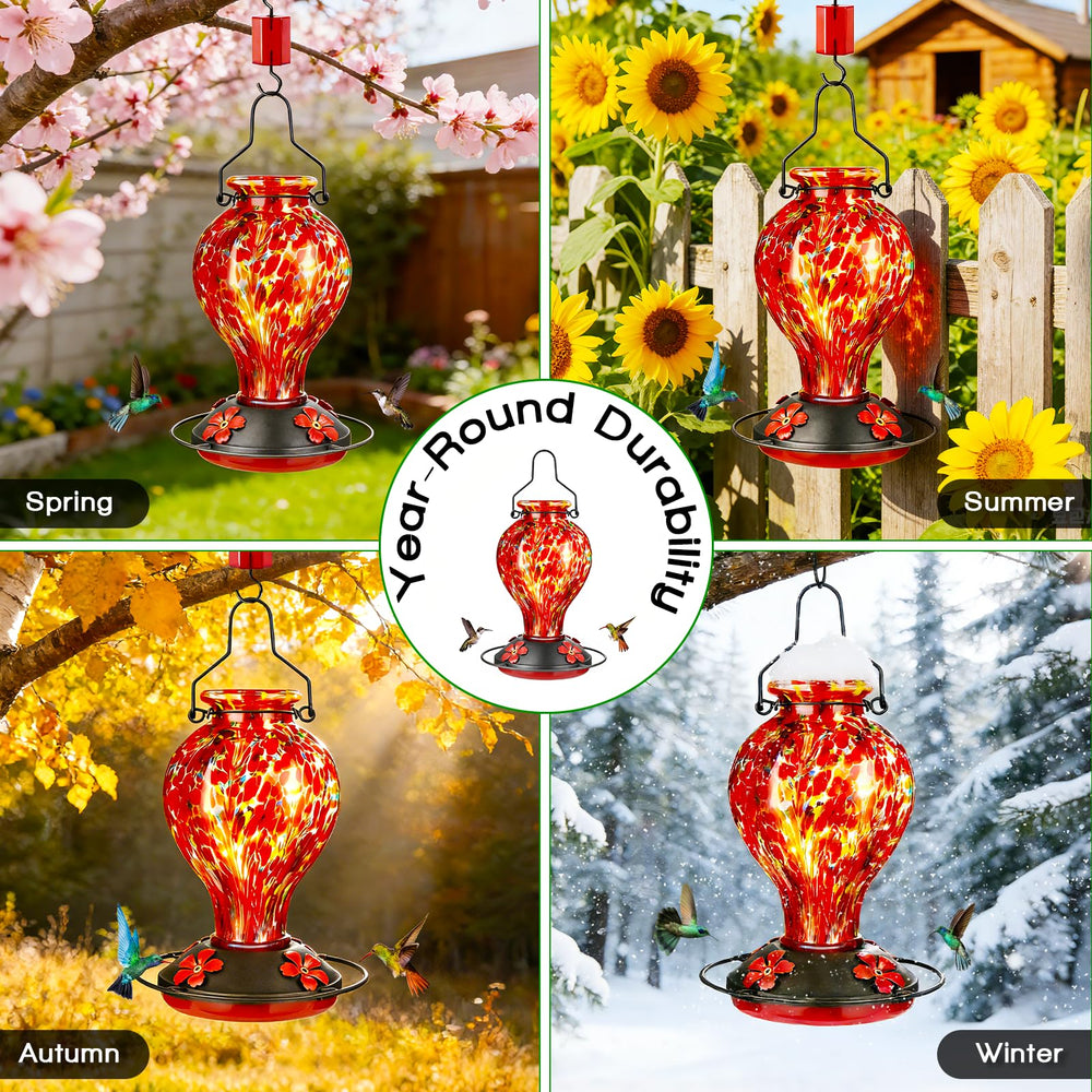 Tegarbed feeder hanging in garden lifestyle attracts hummingbirds to outdoor spaces