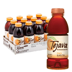 Tejava front packaging showing peach iced tea bottle and benefits