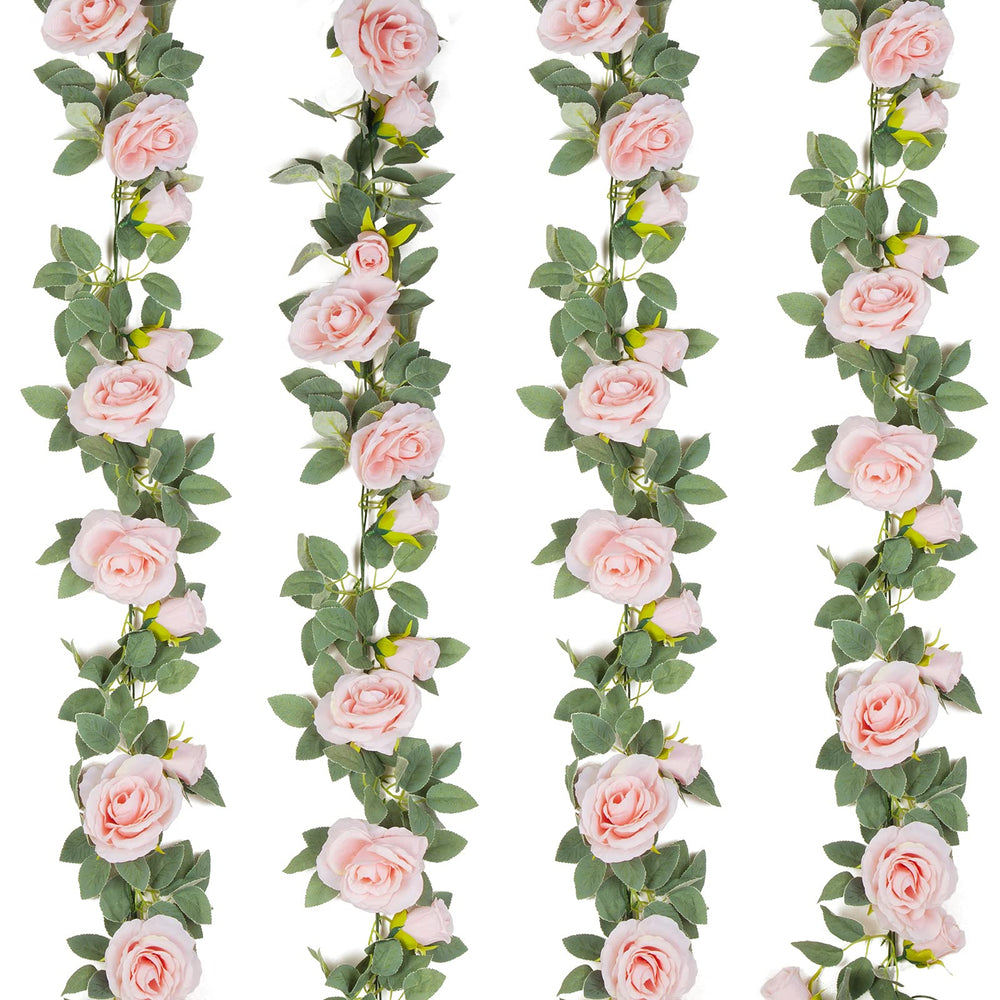 TELDRASSIL front view of 4-pack pink rose garlands showing full set and benefit of ready-to-use décor